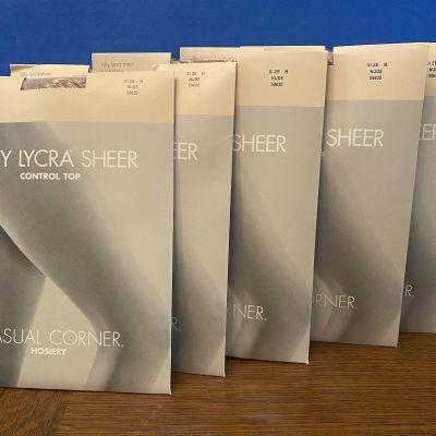 New Casual Corner Silky Lycra Sheer Nude Size B Pantyhose 5 Pair